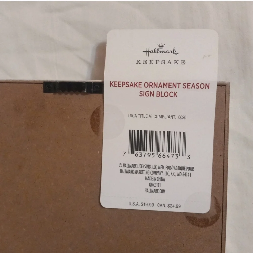 Hallmark Keepsake Christmas Ornament season Sign Block White Elephant Gift